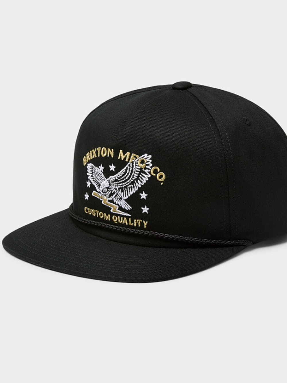 Brixton black unisex embroidered eagle logo flat-visor cap hat NWT